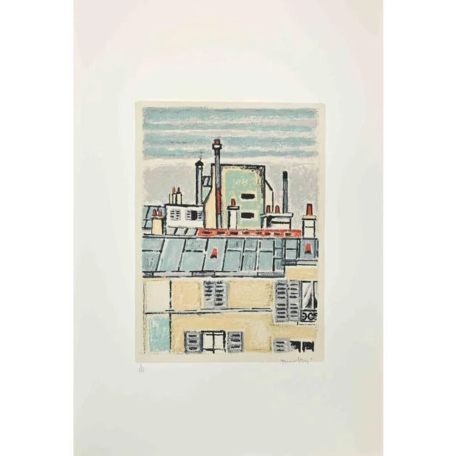 Modern Orfeo Tamburi, View of Paris, 1980s, Lithograph For Sale - Image 3 of 3