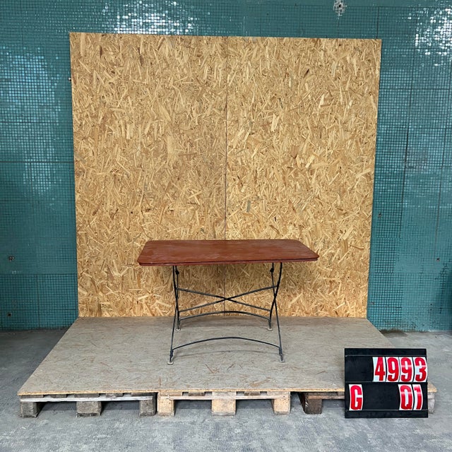 French Garden Table with Red Top, 1950s For Sale - Image 4 of 4