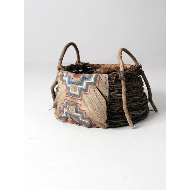 American Antique Painted Bark Basket For Sale - Image 3 of 12