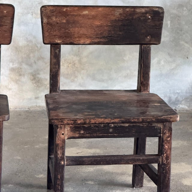 Brutalist Small Vintage Indonesian Teak Children's Chair, 1950s For Sale - Image 3 of 11