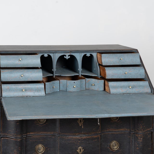 Early 19th Century Danish Black Painted Pine Secretary Bureau Early 19th-century Danish pine secretary bureau with a newer...