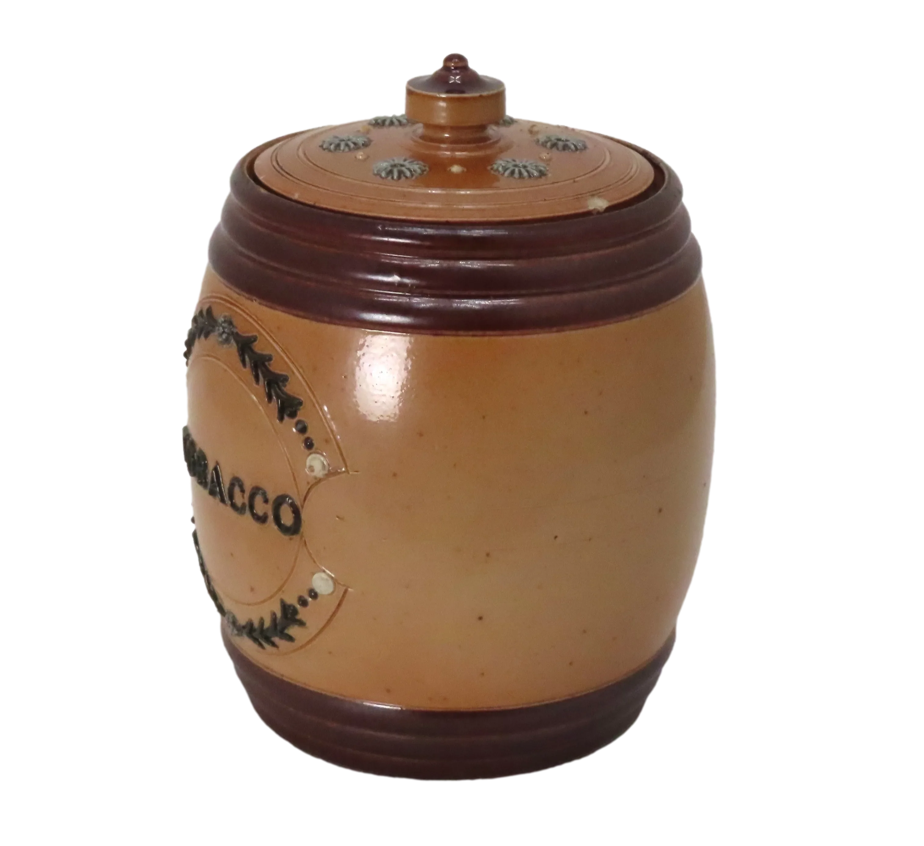 Late 19th Century Antique English Doulton Lambeth Stoneware Pipe Tobacco Jar