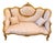 1960s French Louis XV Rococo Settee upholstery Loveseat Cream Damask Canapa Sofa For Sale