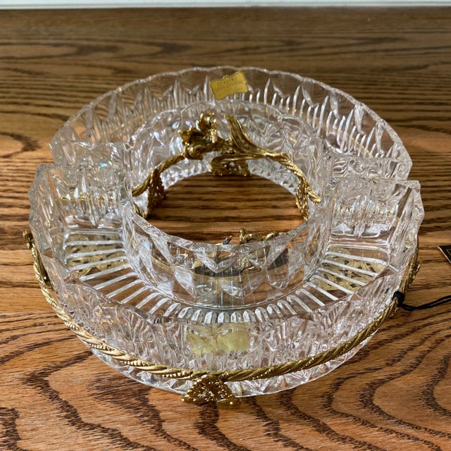 1960s 60’s Hamilton Sterling 24kt Gold Plated Crystal West German Dresser Dish For Sale - Image 5 of 13