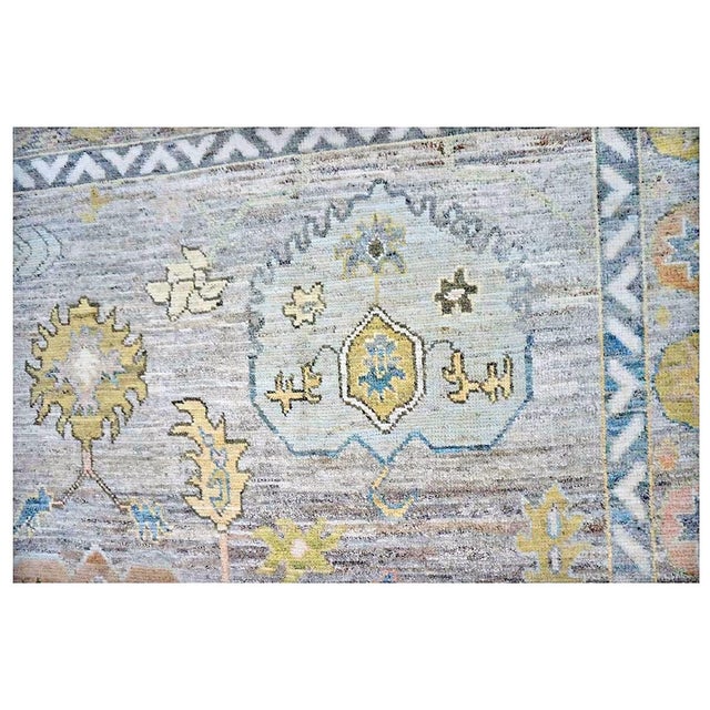21st Century Turkish Oushak Wool 10x14 Slate Blue & Dark Oak Handmade Area Rug #1144093 For Sale - Image 9 of 11
