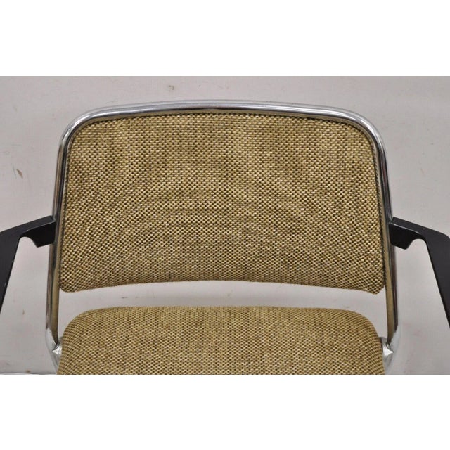 Late 20th Century Late 20th Century Vintage Sculpted Chrome Frame Post Mid Century Modern Office Armchair For Sale - Image 5 of 12