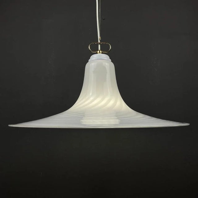 White Swirl Murano Glass Pendant Lamp from Vetri Murano, Italy, 1970s For Sale - Image 8 of 13