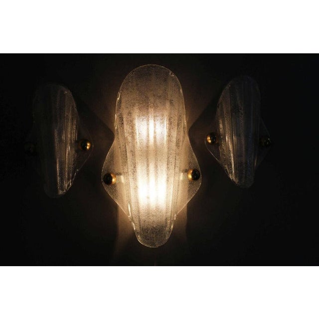 White Space Age Ice Glass Wall Lights in Murano Glass from Hillebrand, 1970s, Set of 3 For Sale - Image 8 of 10