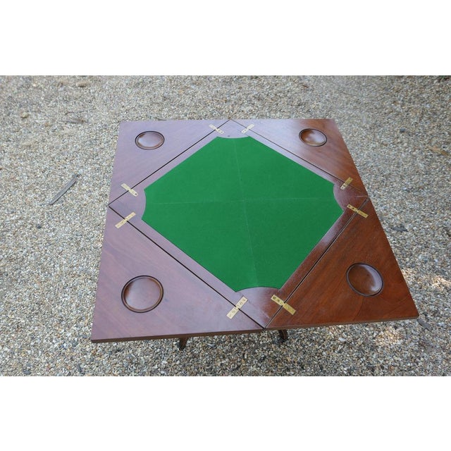 Brown Antique Victorian Envelope Card Table with Gaming Wells, 1880 For Sale - Image 8 of 12