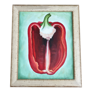 Contemporary Original Abstract Red Pepper Still Life Painting