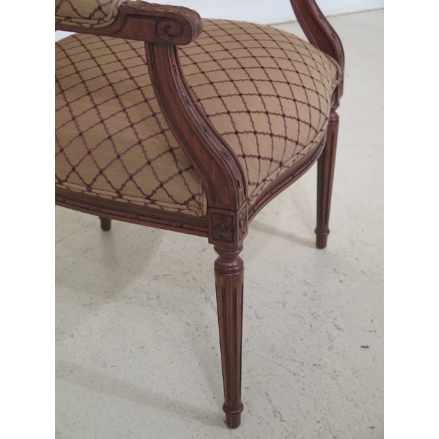 Ethan Allen French Louis XVI Style Balloon Back Arm Chair For Sale - Image 9 of 13