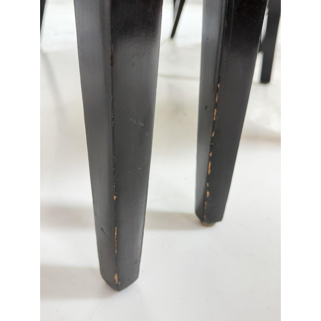 Set of 6 Mid-Century Tuxedo Dining Chairs, Ebonized Wood, Brass Nailheads For Sale - Image 18 of 18