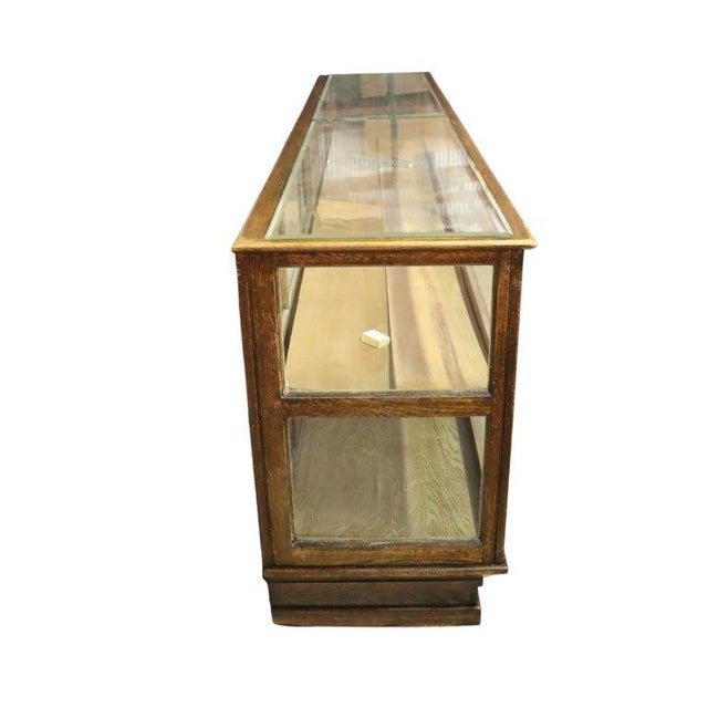 12-Foot Oak & Glass Country Store Display Cabinet C1900 For Sale - Image 4 of 5