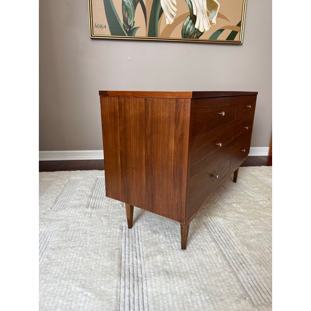 Vintage Mid Century MCM Walnut 6-Drawer Dresser With White Laminate Top For Sale - Image 12 of 13
