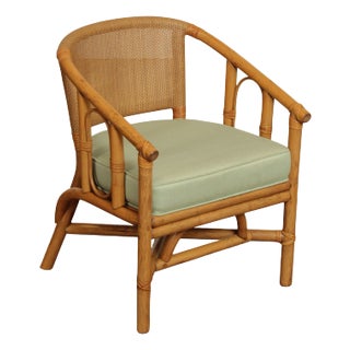 Hollywood Regency Rattan Lounge Chair For Sale