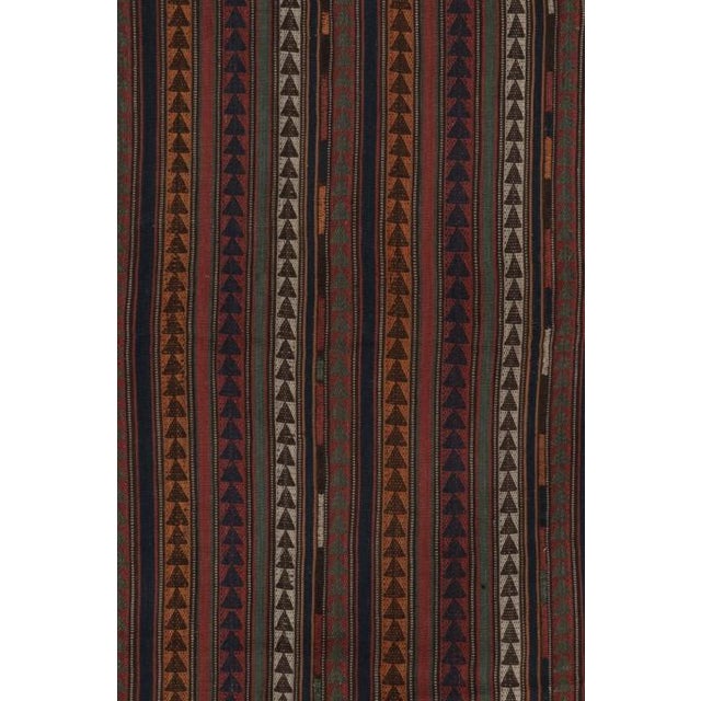 Vintage Persian Square Kilim, Polychromatic Geometric Stripes - Rug & Kilim For Sale In New York - Image 6 of 10