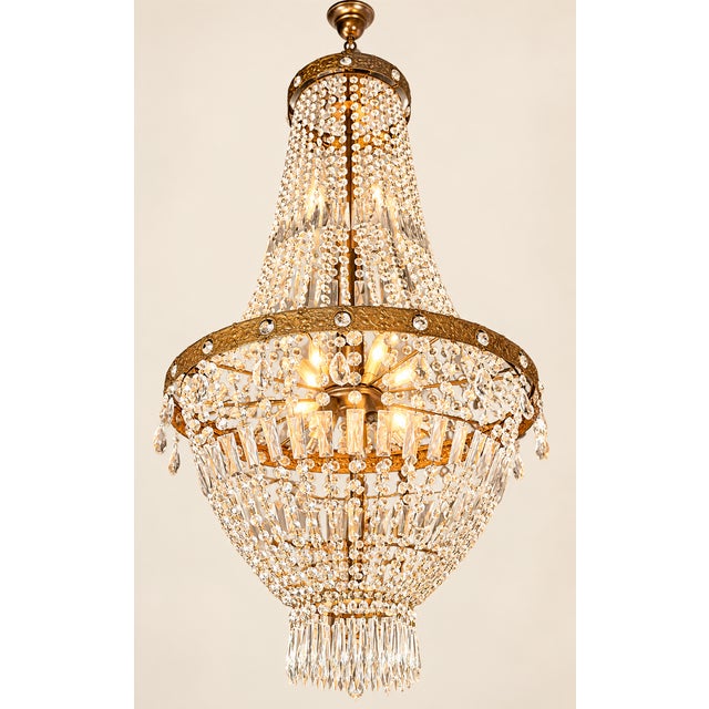 19th Century Antique Crystal Chandelier with Patinated Bronze Frame, 1890s For Sale - Image 5 of 5
