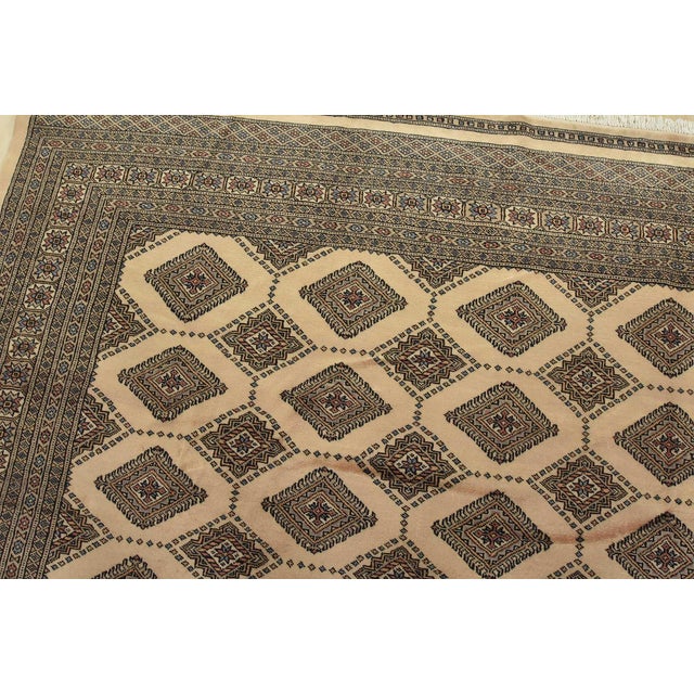 Textile Bokhara Jaldar Rug 8′ X 9’6” Beige Wool Tribal Hand-Knotted Oriental Carpet For Sale - Image 7 of 14