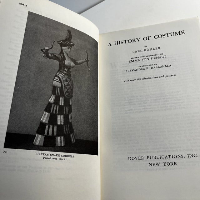 1963 A History of Costume by Carl Kohler with over 600 patterns and illustrations. Softcover, Dover Book, 1963. 464 pp.