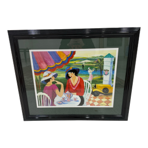 Afternoon Tea by Gleiger 1993 Framed Print Signed 28x36