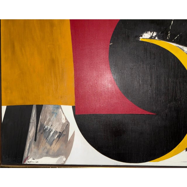 Brown Budd Hopkins, Large Budd Hopkins Modernist Hard Edged Abstract Expressionist Oil Painting 1965, 1969 For Sale - Image 8 of 13