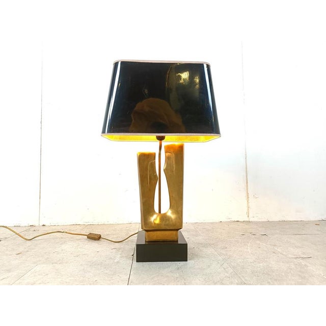 Mid-Century Brass Leaf Table Lamp, 1970s For Sale - Image 10 of 12
