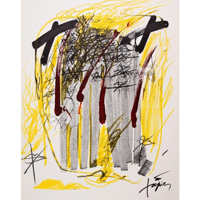 Antoni TAPIES (1923-2012) Abstract Composition in Yellow Original color lithograph poster Signed in the plate On poster...