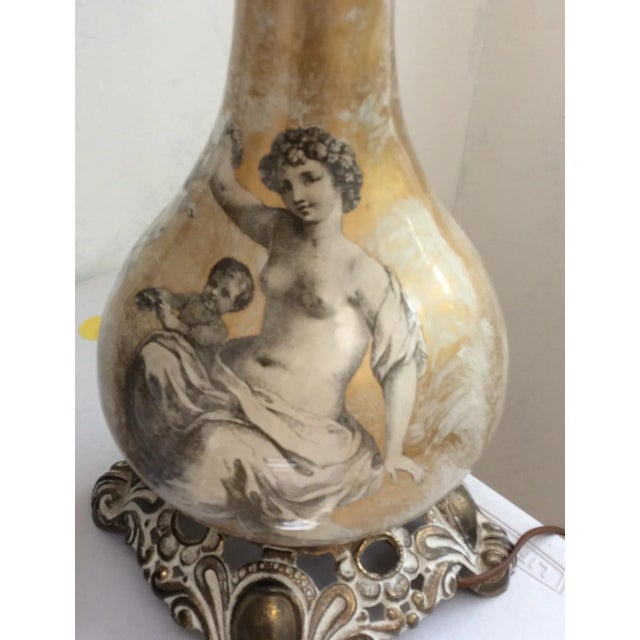 Rococo Vintage Eglomise Cherub Rococo Lamp For Sale - Image 3 of 8