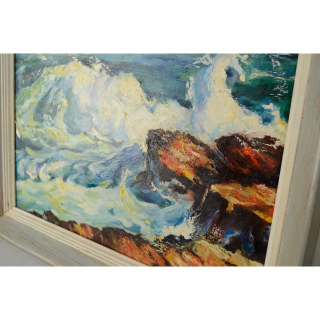 Northern California Coastal Santa Cruz County Ocean Waves 1950 Plein Air For Sale - Image 4 of 6