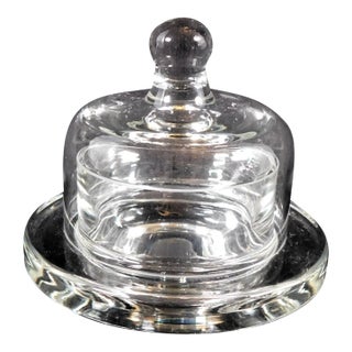 1940s Thick Glass Covered Caviar Dish For Sale