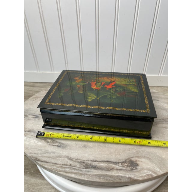 Vintage Kholuy Lacquer Box, Prince Igor Narrative, Signed N. Smirnov, Folk Art, Hand Painted Miniature, 1980s Collectible Art Box For Sale - Image 14 of 15
