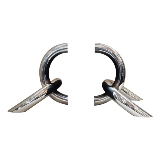 Pair of Italian Architectural Chromed Steel Chain Links Bookends, circa 1970 For Sale
