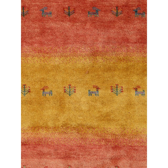 1980s Hand-Knotted Persian Gabbeh Wool Rug 5'9" X 8'0" For Sale - Image 4 of 5