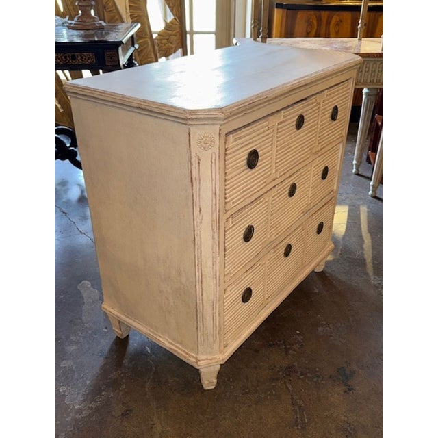 Vintage Swedish Gustavian carved and painted chest. A vintage Swedish Gustavian carved and painted chest is one of the...