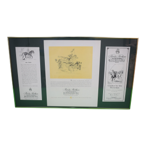 Brooks Brothers X Paul Brown Equestrian 3 Vintage C1937 Adverts in Gilt Frame