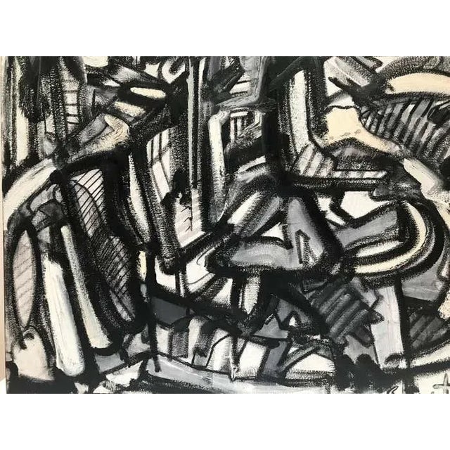 Black and White Acrylic Abstract by Shant Beudjekian For Sale - Image 4 of 5