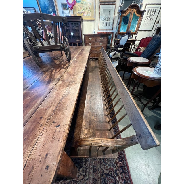 Early 20th Century Early 20th Century 3 Piece Primitive Farm Dining Set With Long Table and Benches For Sale - Image 5 of 7