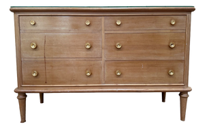Transitional Fruitwood and Brass 6-Drawer Chest, 1960s