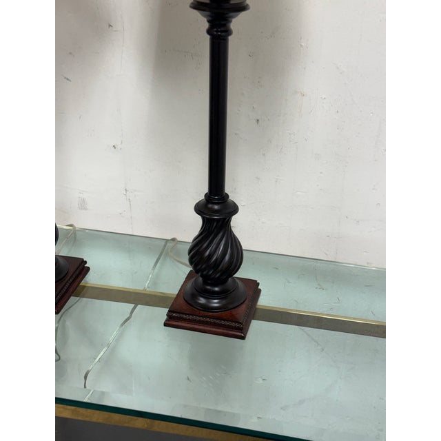 Neoclassical Laurel Column Table Lamps, Pair For Sale - Image 9 of 12
