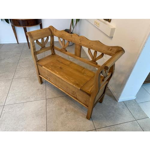 Antique Farmhouse Kitchen Bench with Storage For Sale - Image 10 of 12