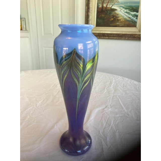 1980s Zellique Studios Signed Tall Vase For Sale - Image 12 of 12