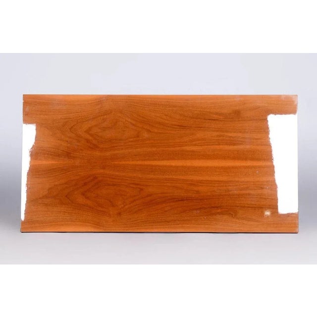 Restored Mid-Century Walnut Coffee Table. Period: 1960-1969 Source: Czechia (Czechoslovakia) Material: Walnut, Chrome-...