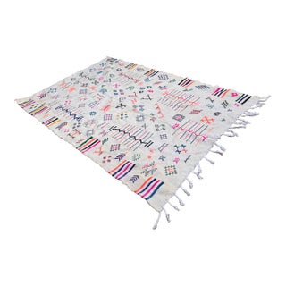 Mid-Century Modern Moroccan Flatweave Rug - 9.3 X 6.1 Ft For Sale