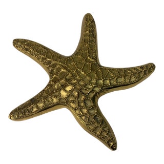 Nautical 11” Vintage C. 1960s Brass Starfish Paperweight or Room Decor For Sale