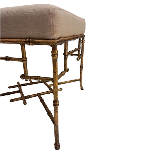 Small Metal Stools with Golden Bamboo Finish, 1970s, Set of 2 For Sale - Image 4 of 6