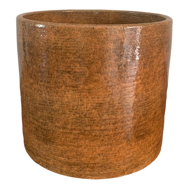1950s Gainey Ceramics Textured Ac-12 Planter in Brown For Sale