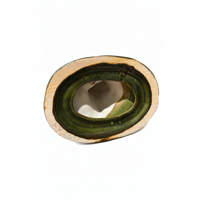 Mid-Century Modern Vintage Mid-Century Modern Green Studio Art Pottery Stylized Dolphin (Abstract Bird Form), Drip Glaze, 13 For Sale - Image 3 of 12