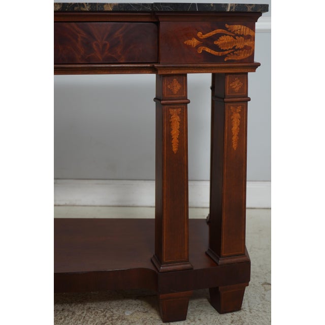 Henredon Inlaid Mahogany Marble Top Console Sideboard For Sale - Image 10 of 18