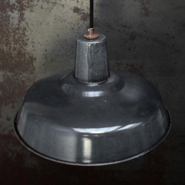 Industrial Vintage Industrial French Black Enamel Pendant Light For Sale - Image 3 of 5