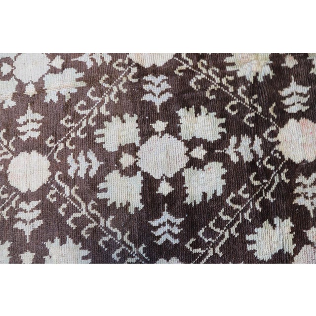 Coffee 1950s 5x7 Rare One-of-a-Kind Turkish Tribal Rug | Hand-Knotted Brown & Ivory Wool For Sale - Image 8 of 9